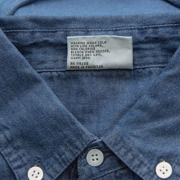 Woodland Creek Men's Denim Long Sleeve Button Down Shirt in Blue, XL - Picture 6 of 7